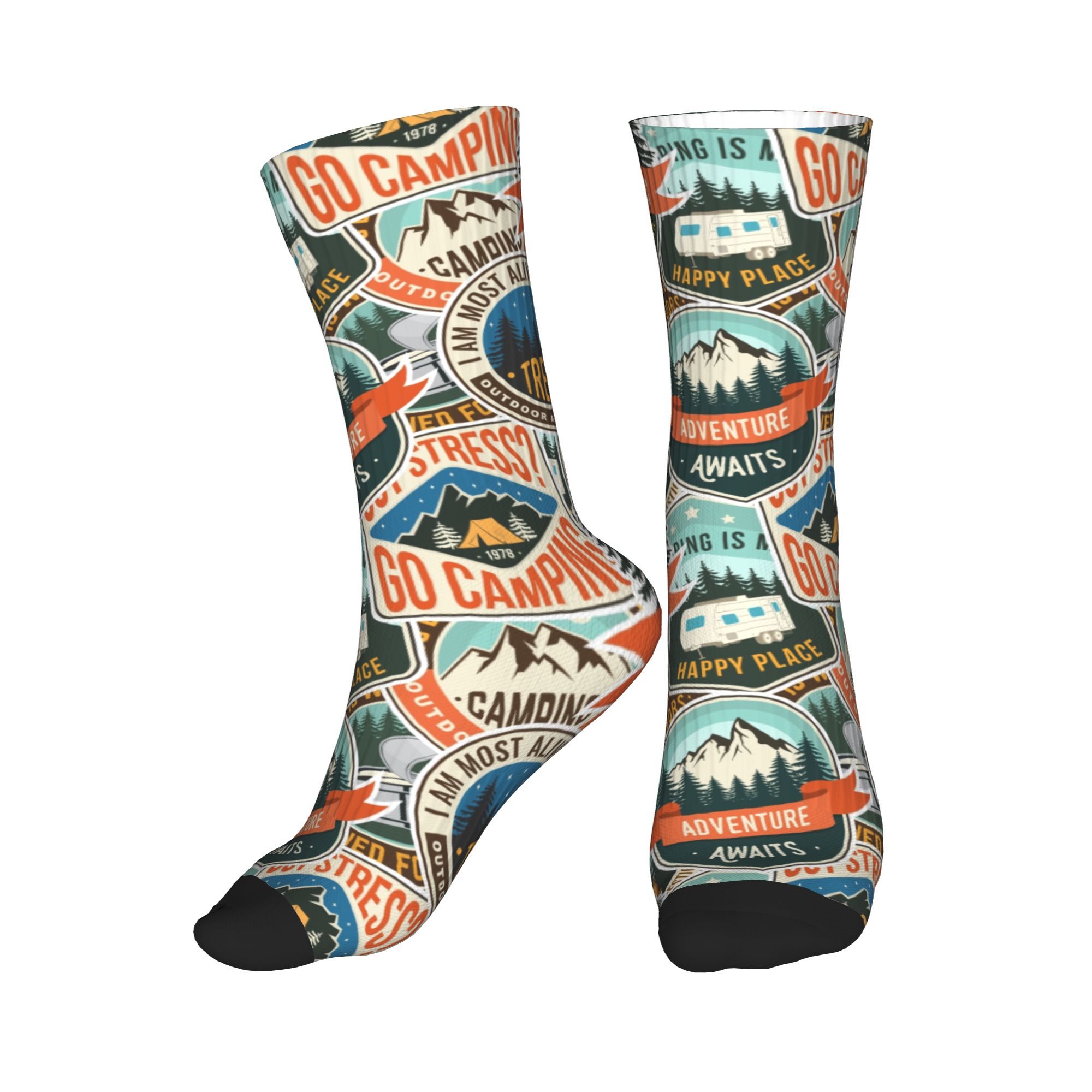 Dress Sock Men - Fashion Men's Vintage Mountain Camp Badge