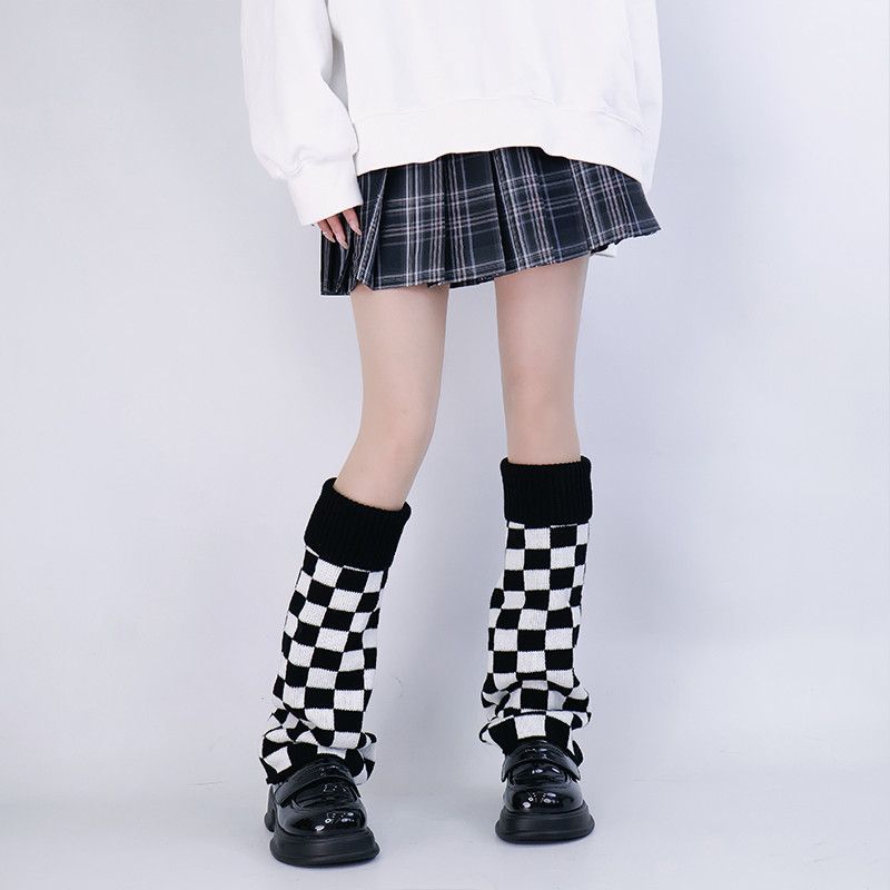 Black White Checkered Leg Warm - огляд і ціна Boot Sock Slouchy