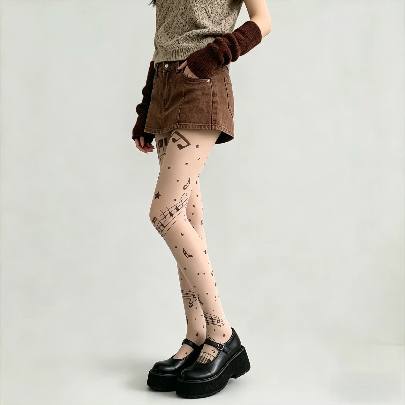 Y2K Musical Note Print Sheer P - огляд і ціна Tights Pantyhose Sheer