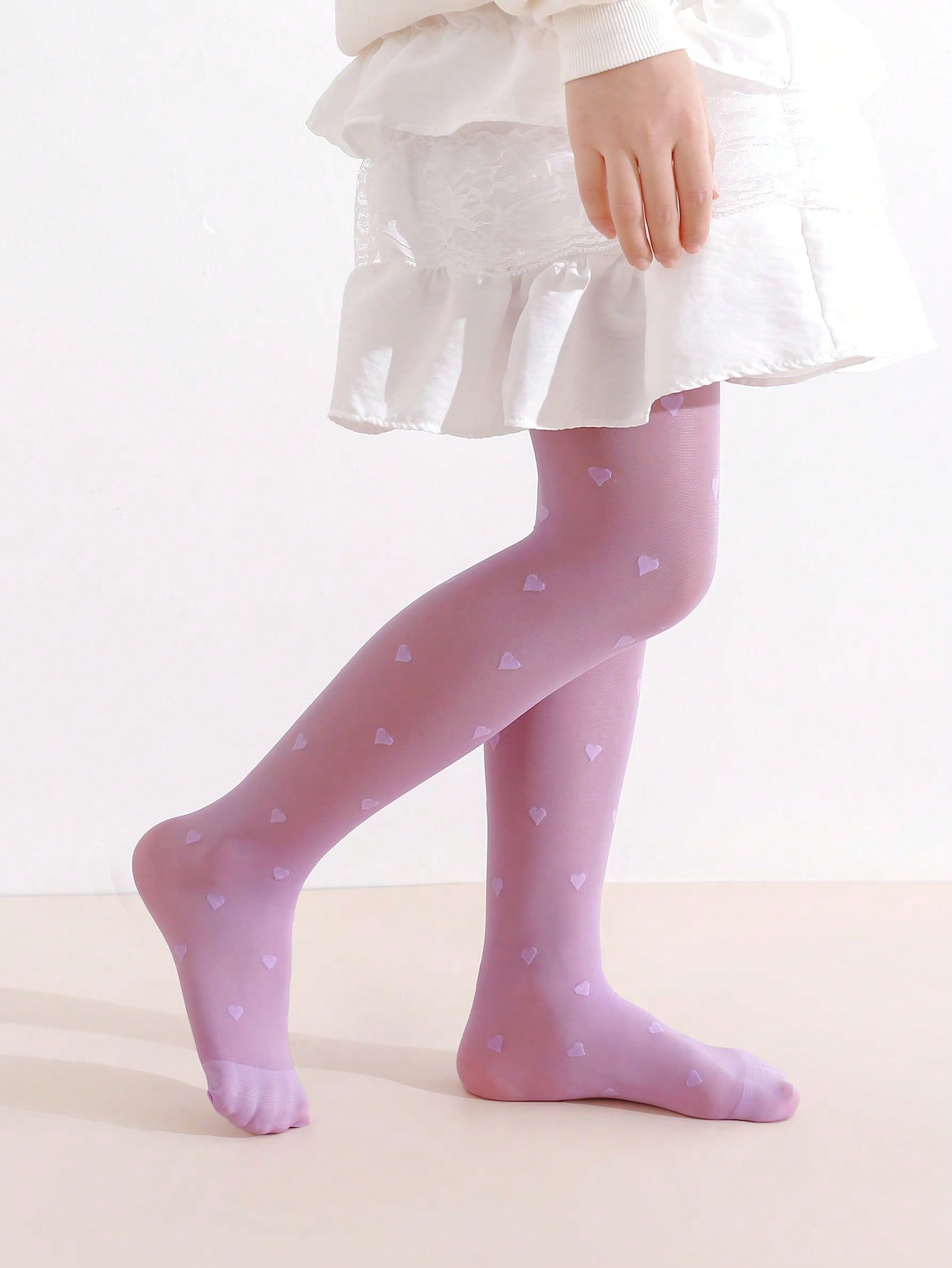 3Pcs Girls Heart Print Tights  - огляд і ціна Tights Pantyhose Sheer
