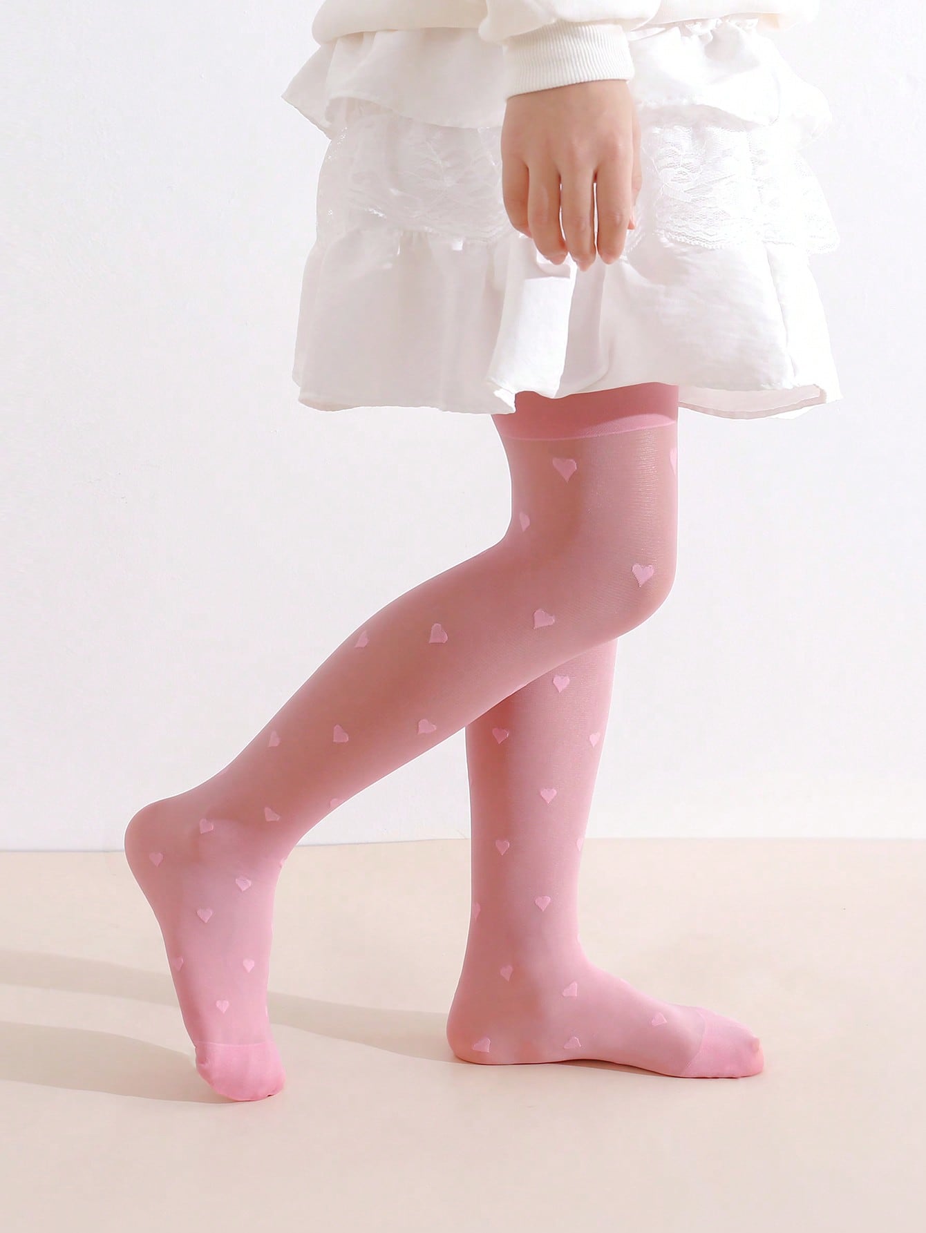 3Pcs Girls Heart Print Tights  - огляд і ціна Tights Pantyhose Sheer