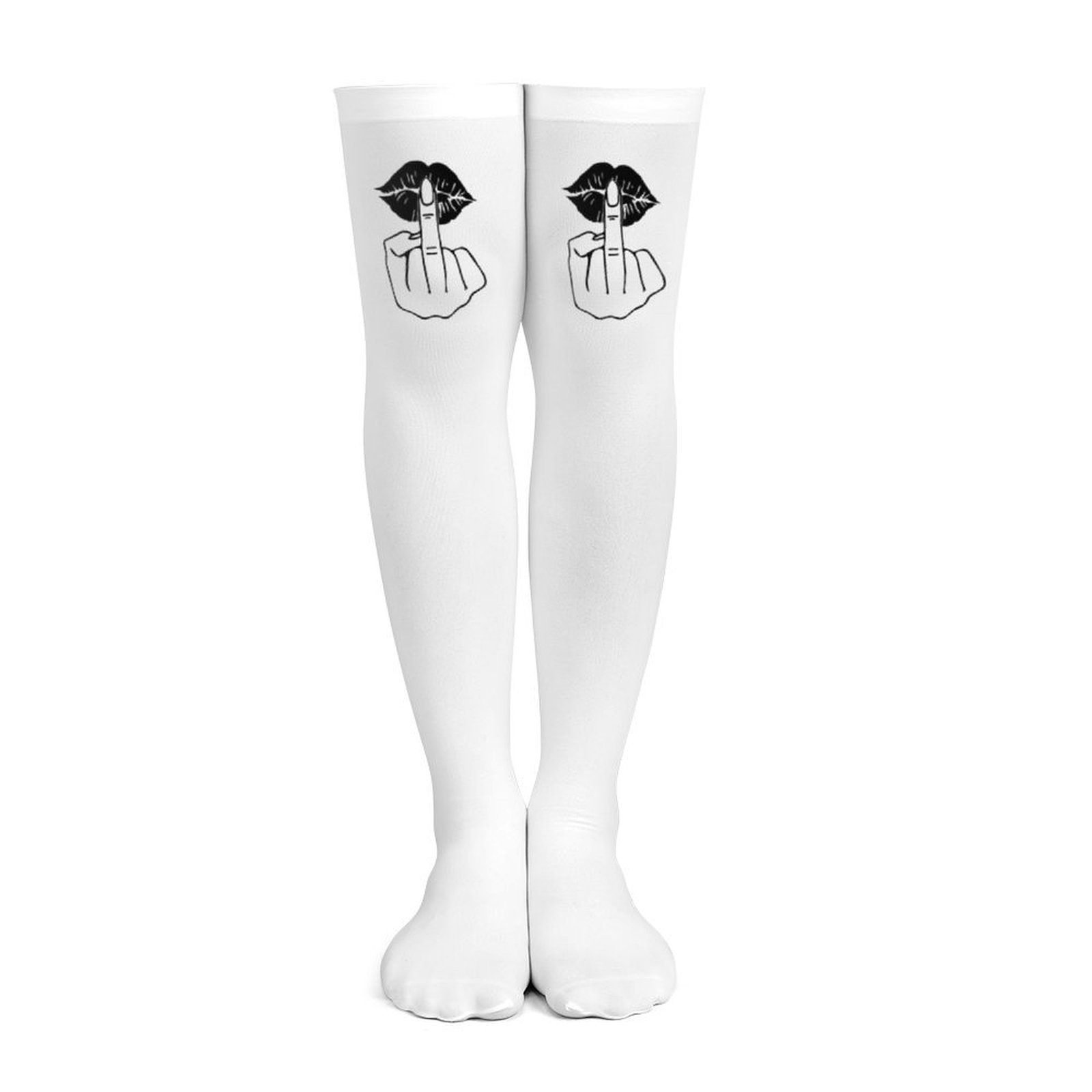 Ladies' white middle finger, r - огляд і ціна Knee High Sock Women