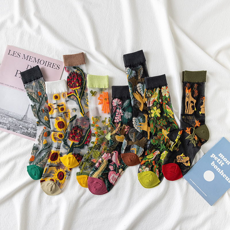 1/4 Pairs Retro Flower Women G - огляд і ціна Silk Sock Bamboo