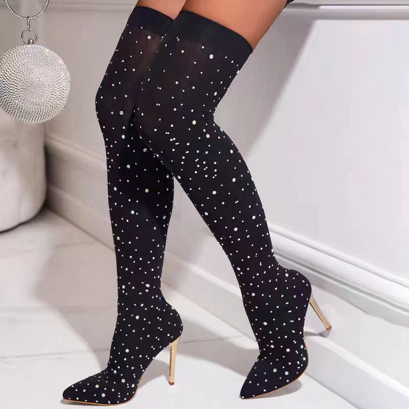 Rhinestone Slim Leg Stretch So - огляд і ціна Knee High Sock Women