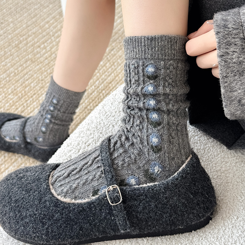 Korean Sweet Floral Wool Mid-C - огляд і ціна Boot Sock Slouchy