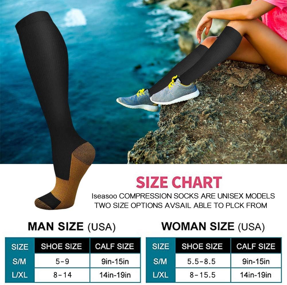 6 Pairs Solid Color Copper Com - огляд і ціна Compression Sock Medical