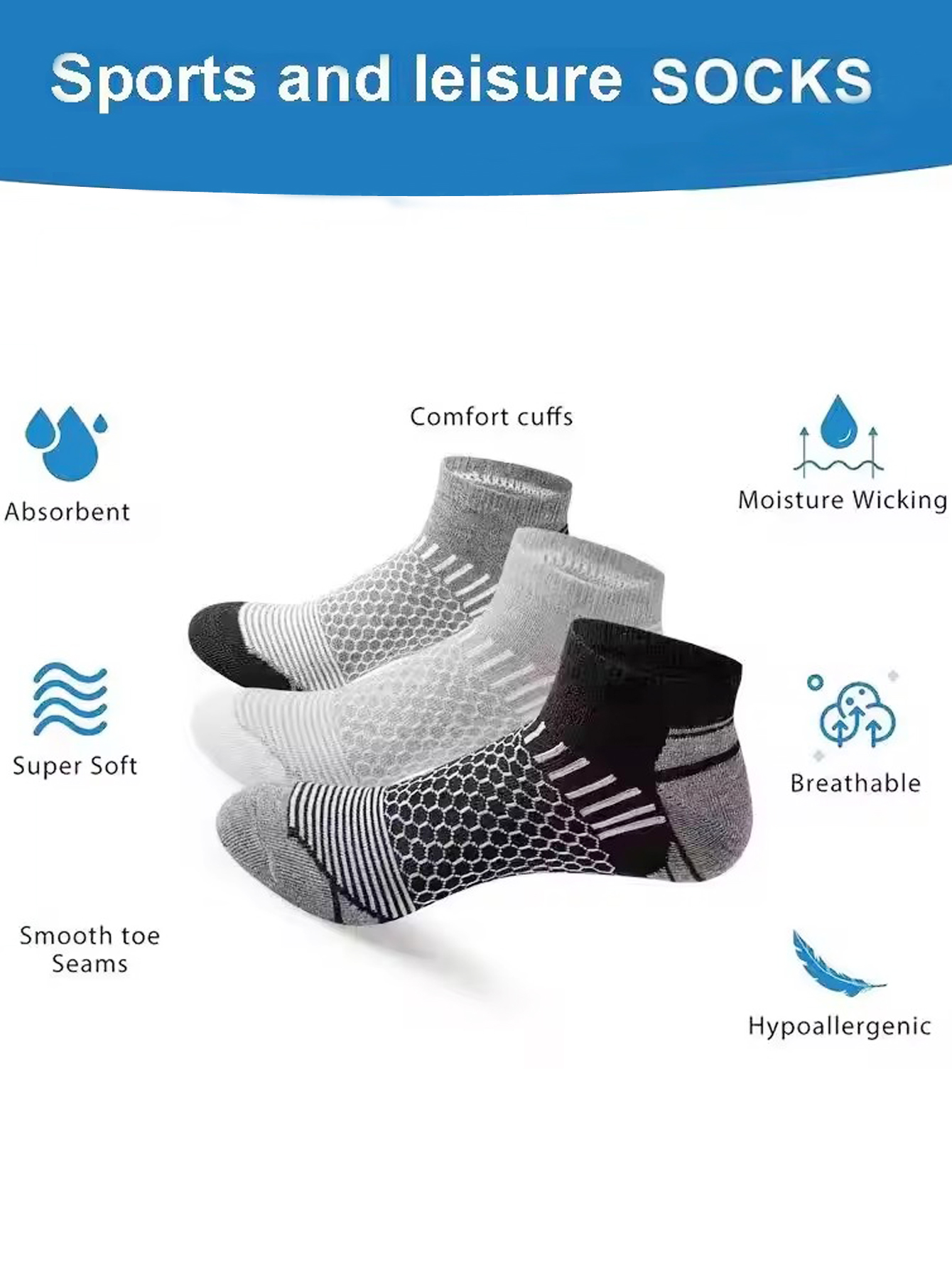 6 Pairs Men's Honeycomb Mesh A - огляд і ціна Ankle Sock Low Cut